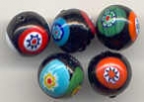 12 MM Round Traditional Style Black Millefiori